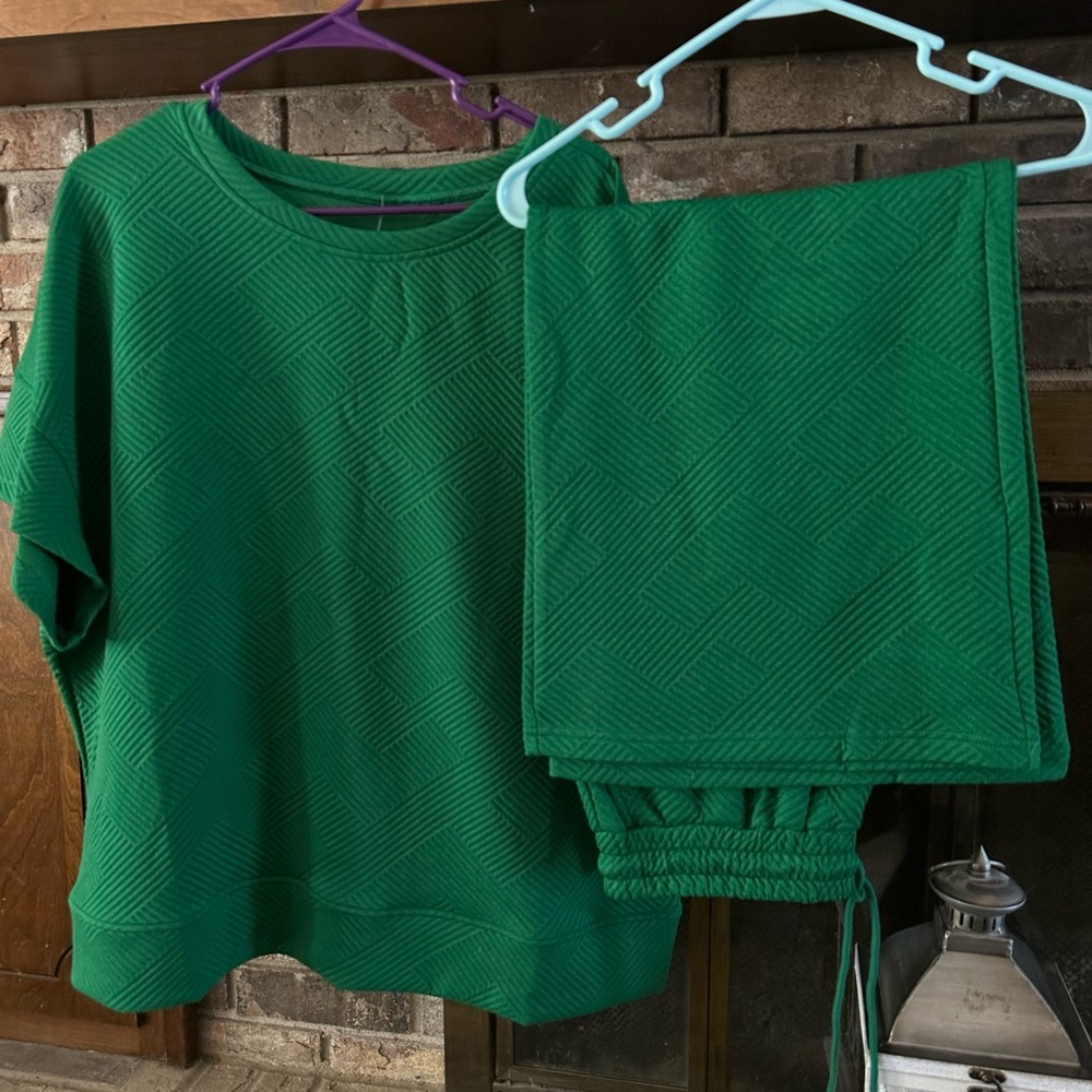 Kelly green travel/leisure suit.